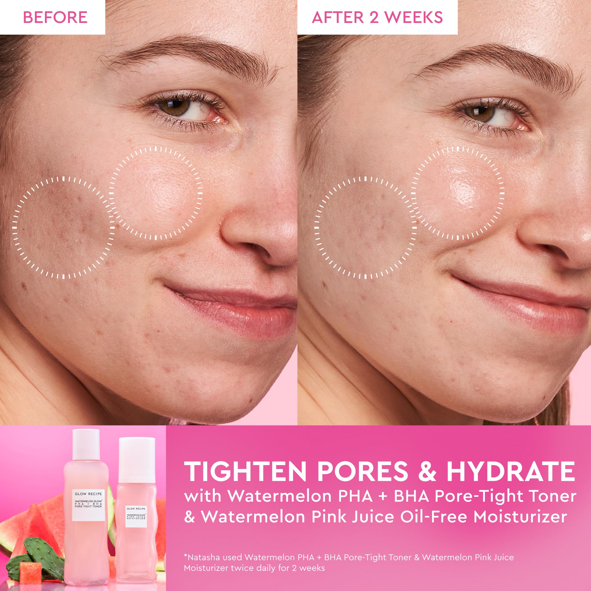 Glow Recipe watermelon extract visual highlights hydrating, refreshing feel for dewy skin.