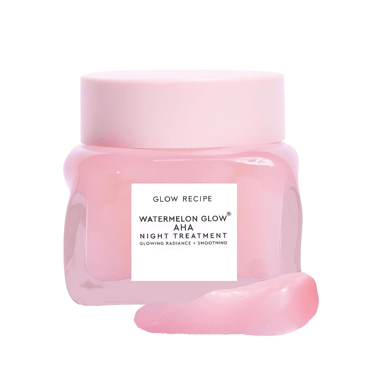 Glow Recipe Watermelon Glow Night Treatment jar closeup highlighting creamy gel for hydration
