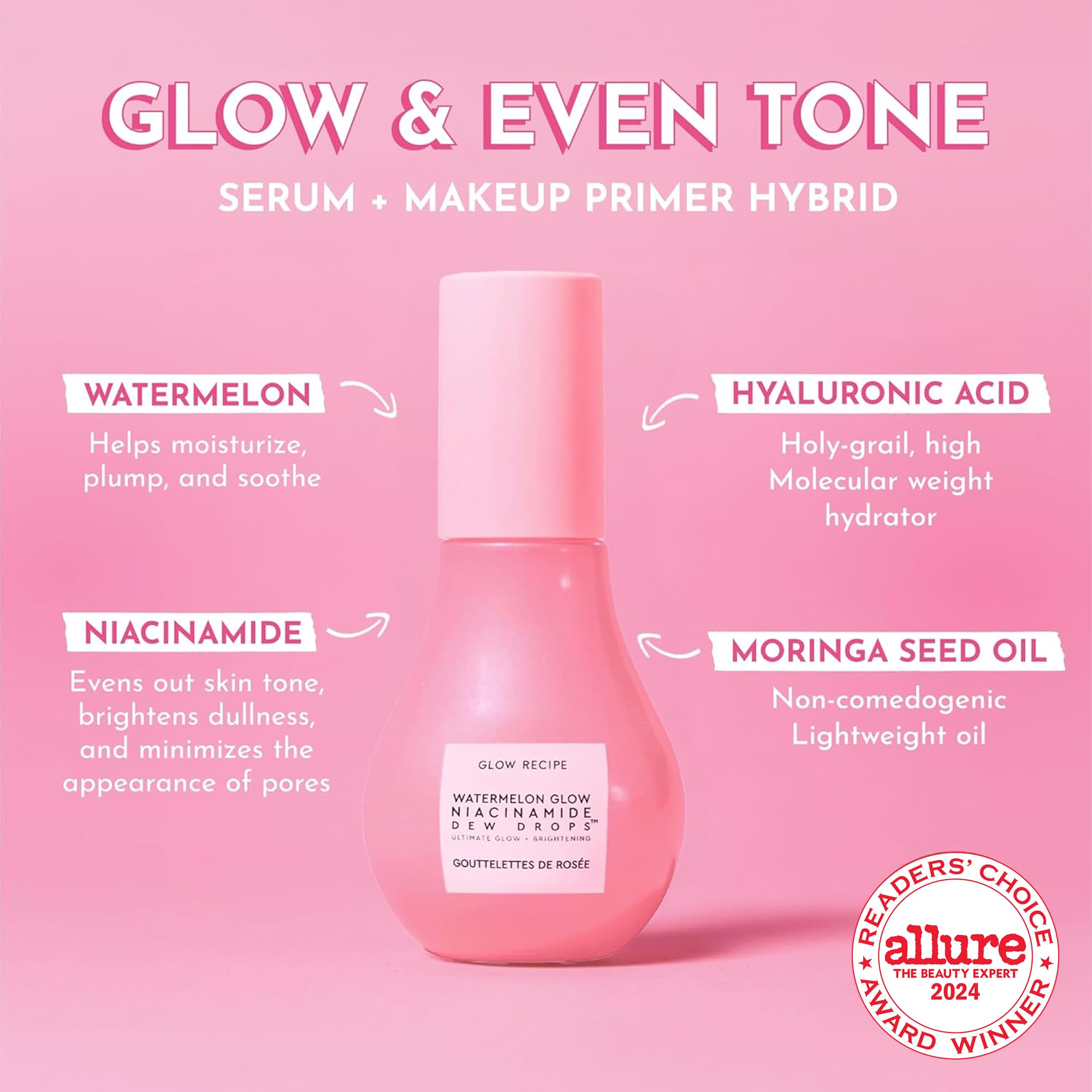 Glow Recipe Dew Drops dropper emphasizing quick absorption and hydration