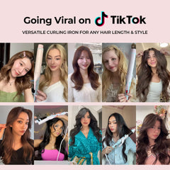 Glow U curling iron 7-3 inch barrel in action creates beachy curls.