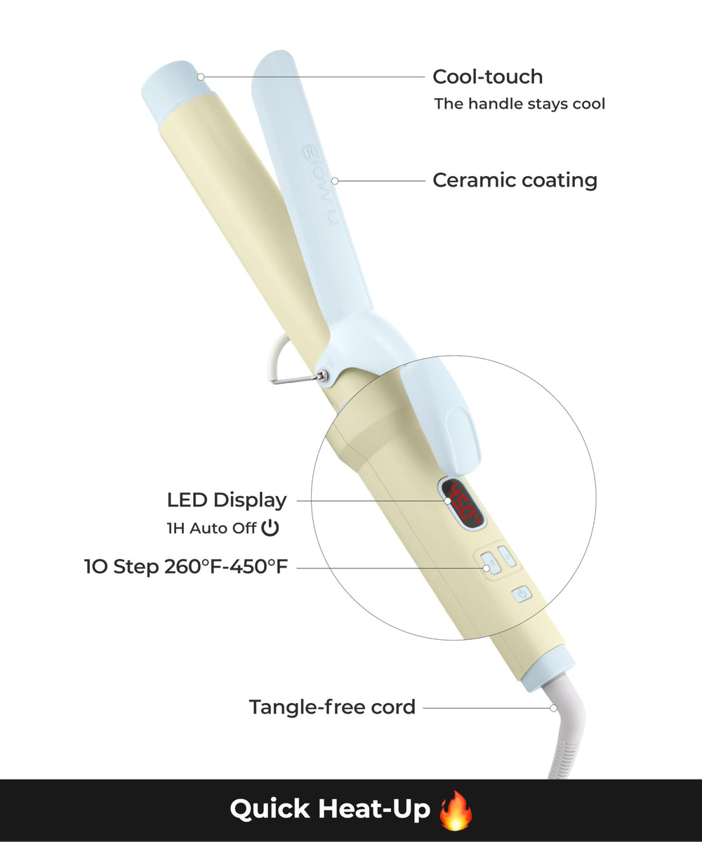 Glow U curling iron ceramic-coated barrel delivers smooth, healthy-looking curls.