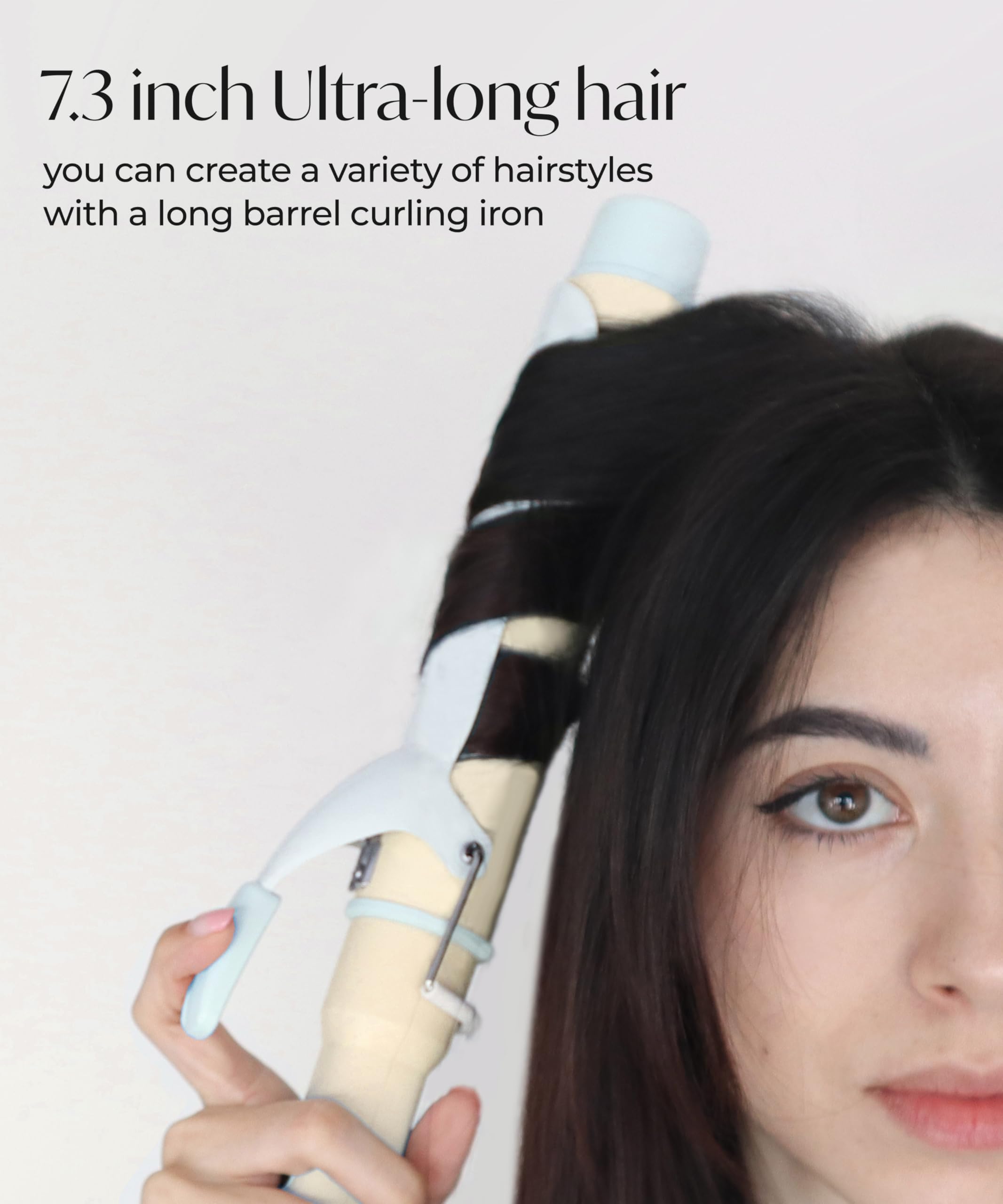 Glow U curling iron LED display highlights precise heat control.