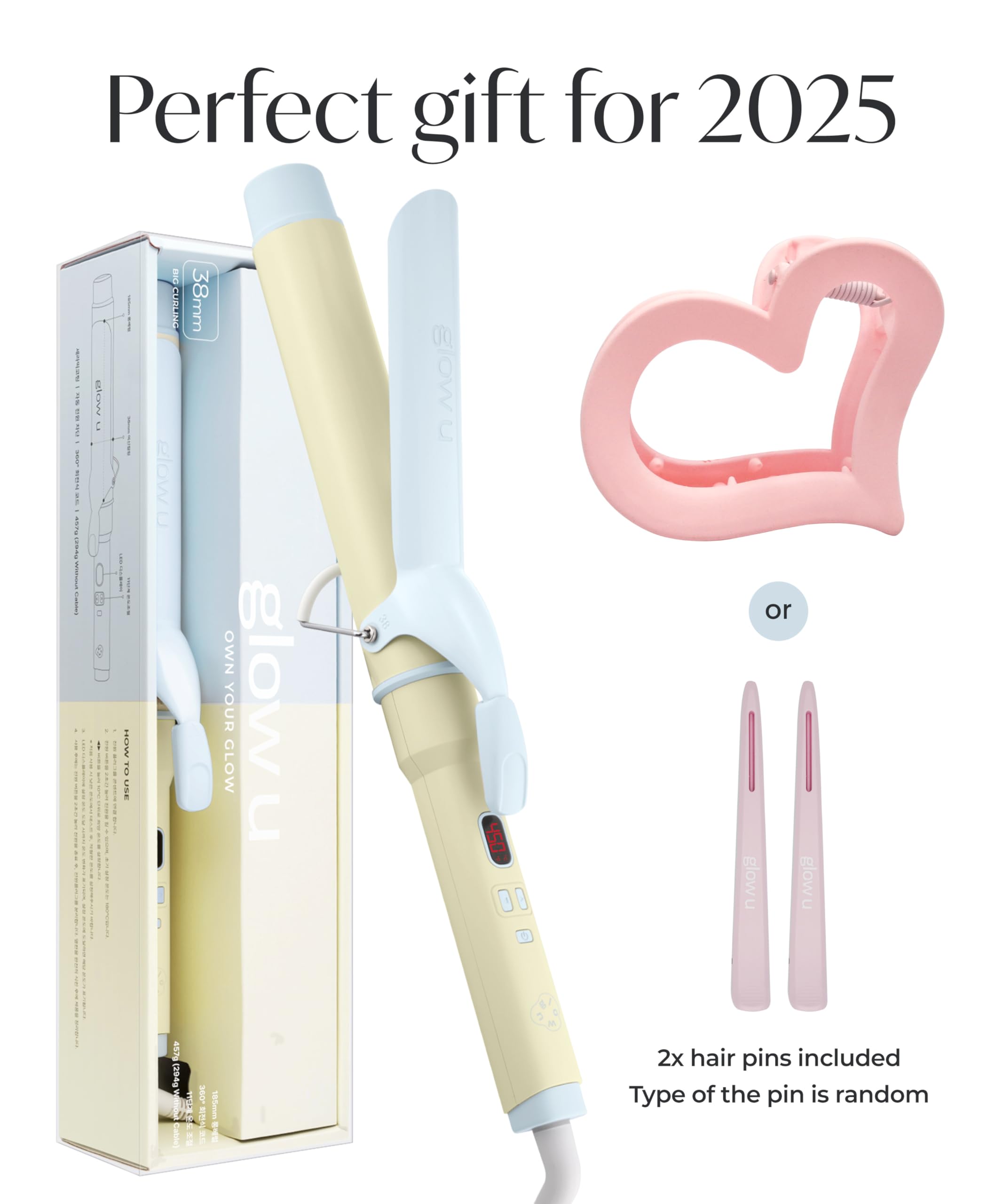 Glow U curling iron universal voltage supports travel styling worldwide.