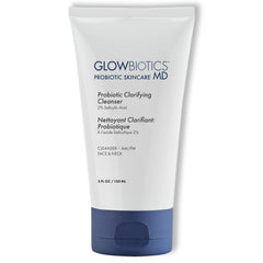 Glowbiotics Probiotic Clarifying Cleanser bottle closeup for daily pore-clearing cleanse