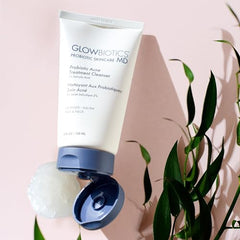 Glowbiotics Probiotic Clarifying Cleanser dispenser top ready for easy daily use