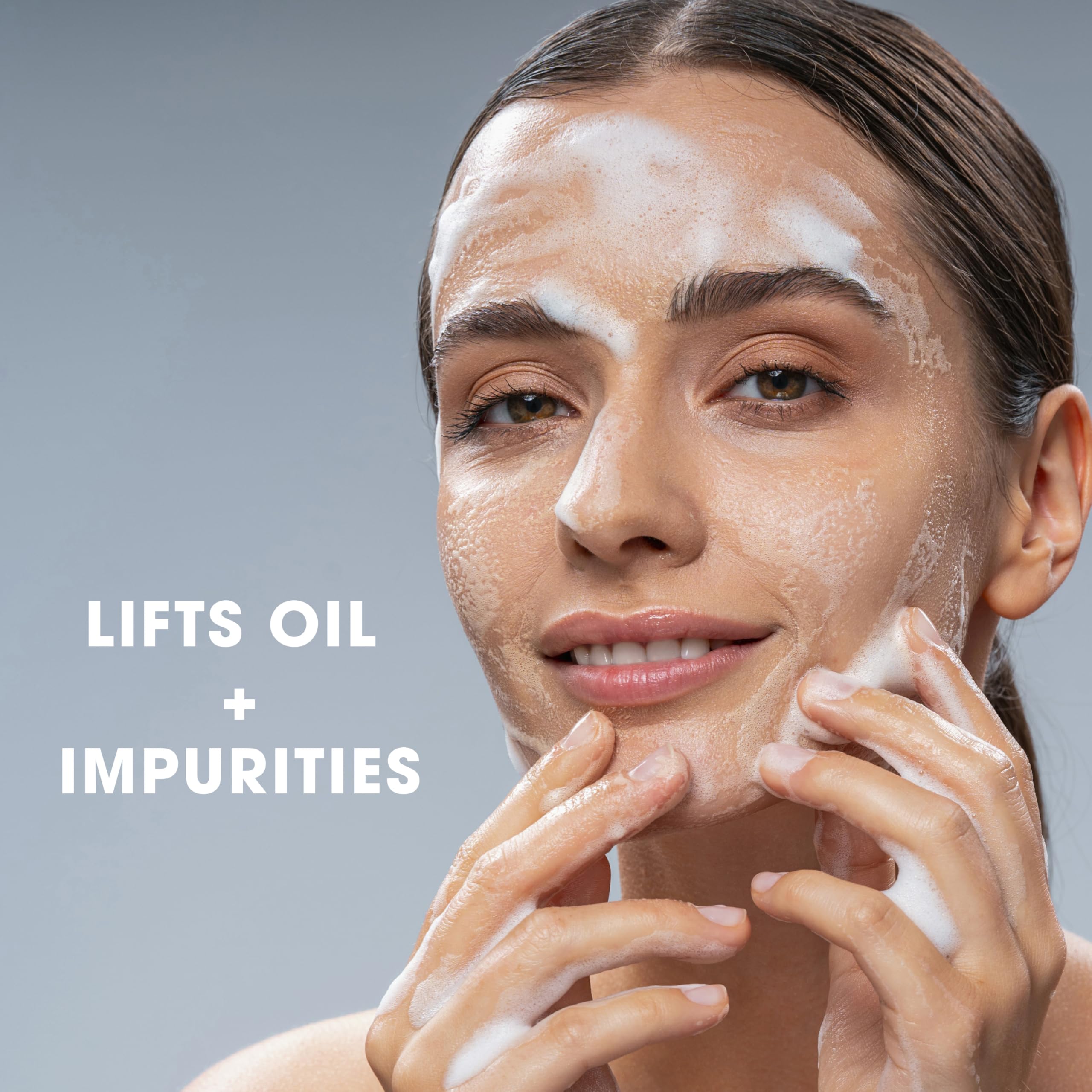 Glowbiotics Probiotic Clarifying Cleanser foam application revealing light, airy lather