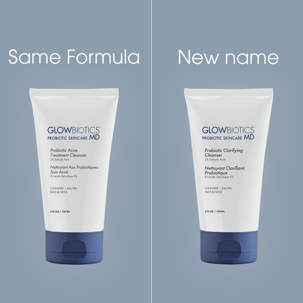 Glowbiotics Probiotic Clarifying Cleanser probiotic technology concept emphasizing balanced skin texture