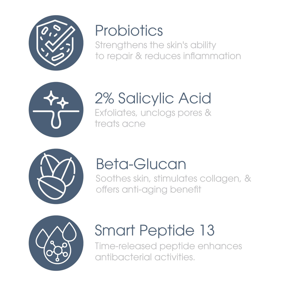Glowbiotics Probiotic Clarifying Cleanser bottle on shelf showing sulfate-free formula