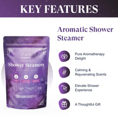 GlowlyLite shower steamer in shower scene showcases spa-like steam for relaxation