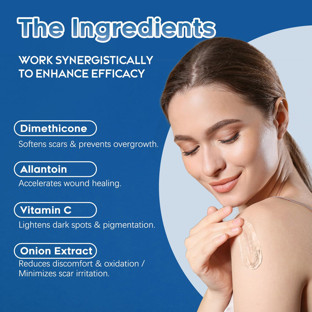 Glowor Advanced Silicone Scar Gel with botanical extracts close-up highlighting hydrating ingredients.