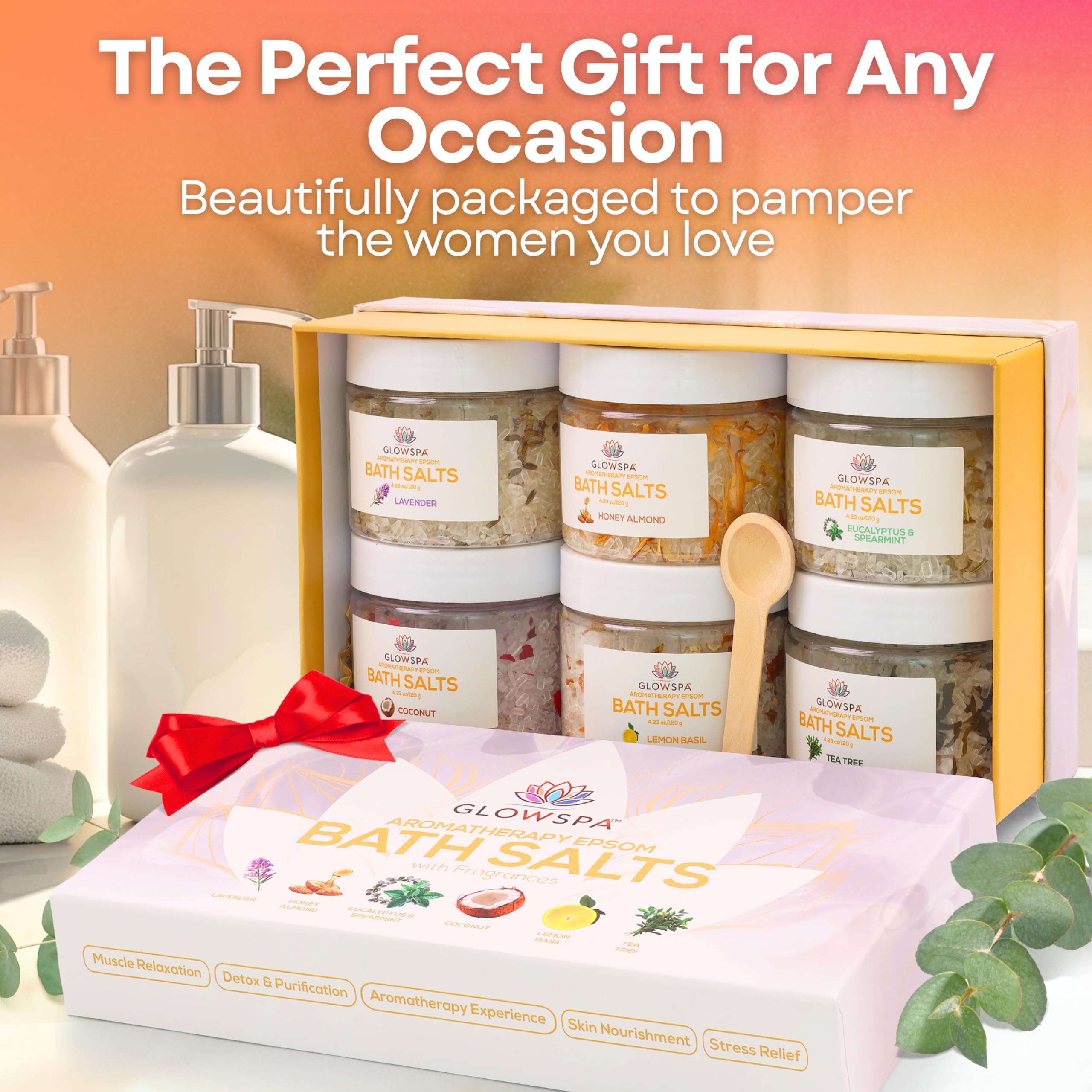 GlowSPA gift set displayed in a gift basket for gifting inspiration