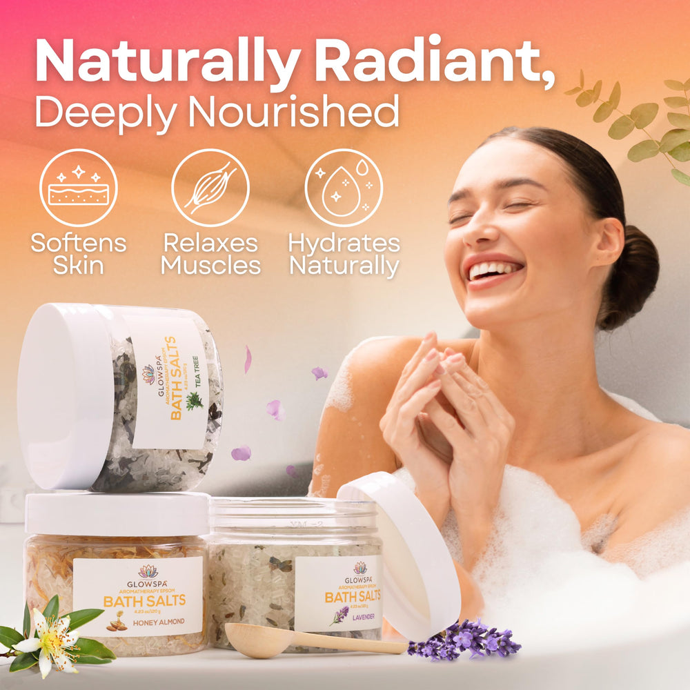 GlowSPA Coconut bath salts with creamy texture suggesting deep hydration