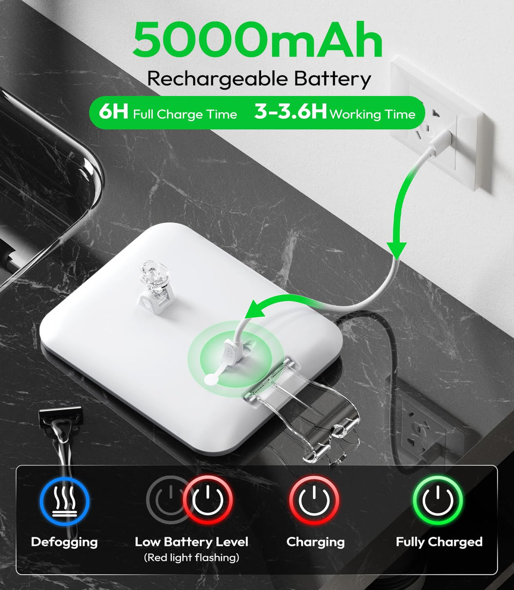 Glowtop 5000mAh battery powers long-lasting fog-free operation and LED lighting