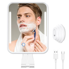 Glowtop lighted shower mirror anti-fog for clear shaving in shower