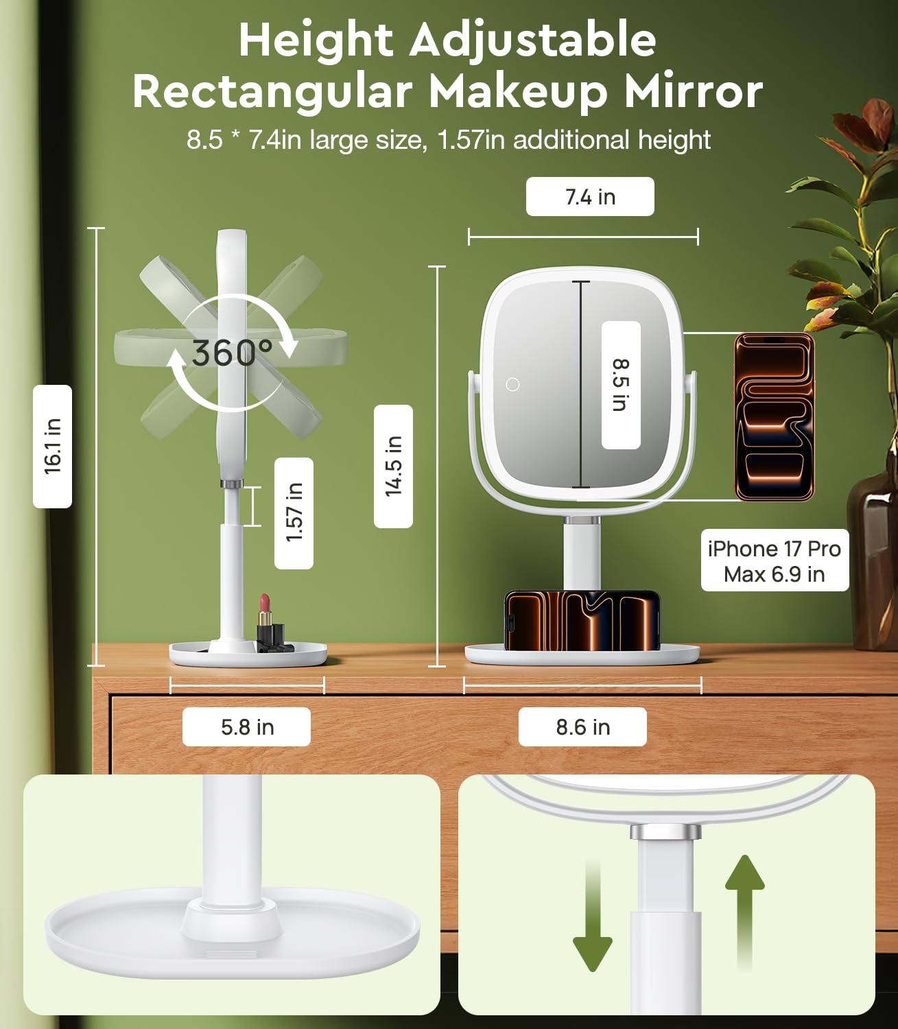 Glowtop 1x and 20x magnification sides for everyday viewing and close-up tasks.