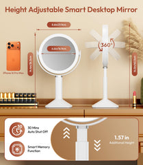 Glowtop mirror height adjustment demonstrates ergonomic setup for skincare routines