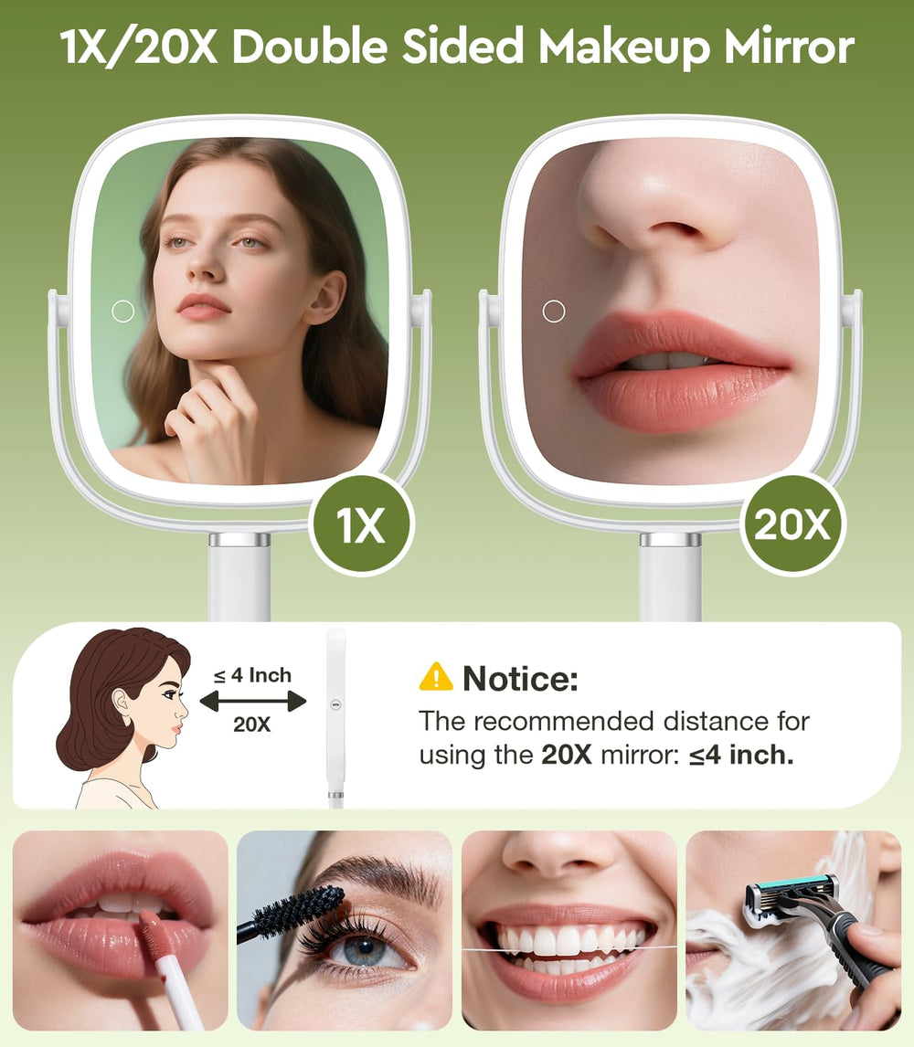 Glowtop three lighting modes with dimmable brightness for natural skin tone visibility.