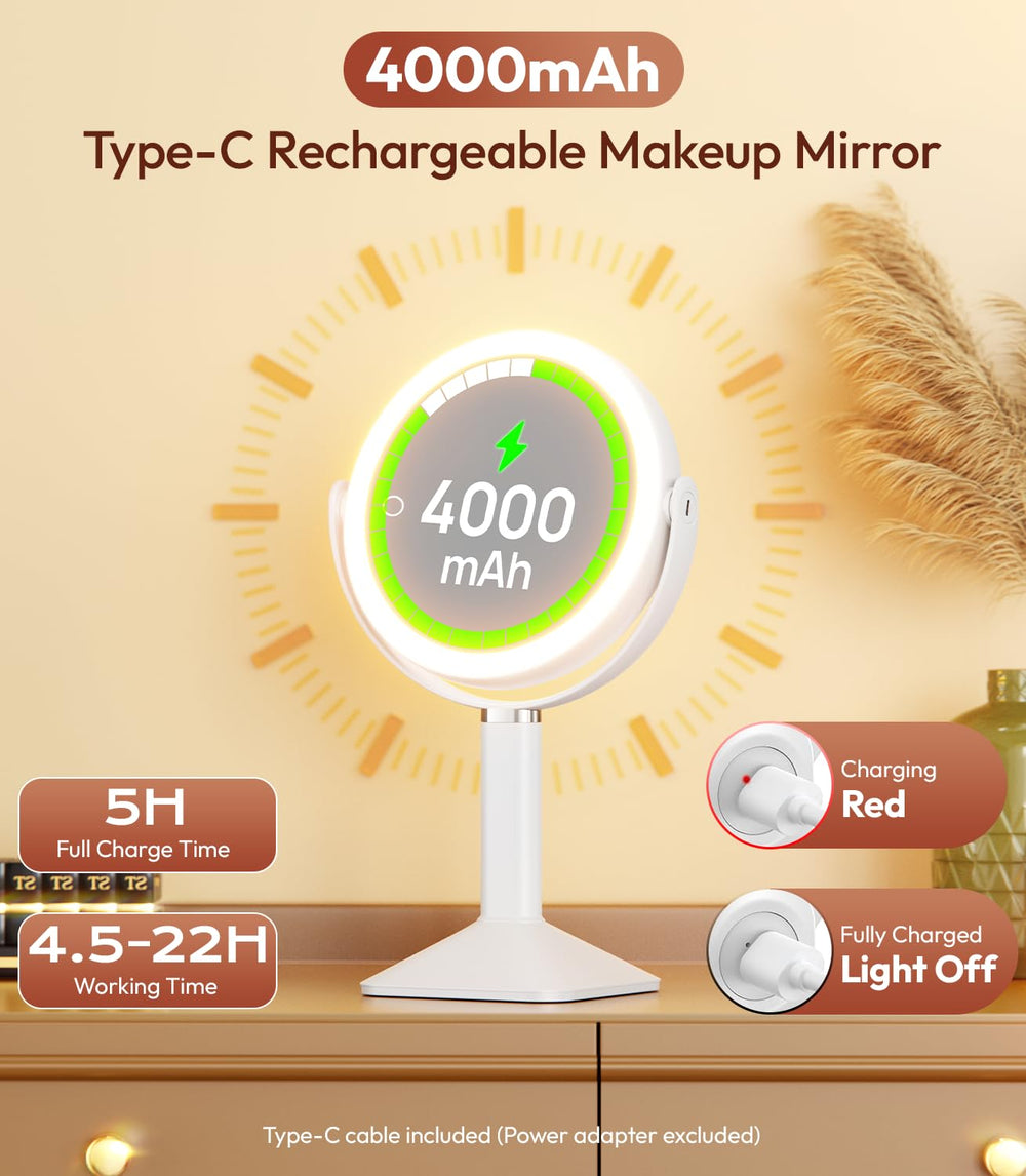 Glowtop mirror three light modes provide flattering tones for various environments