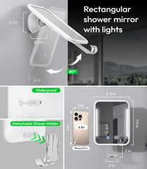 Glowtop rectangular 6-3x7-9-inch mirror fits face contours for easy shaving