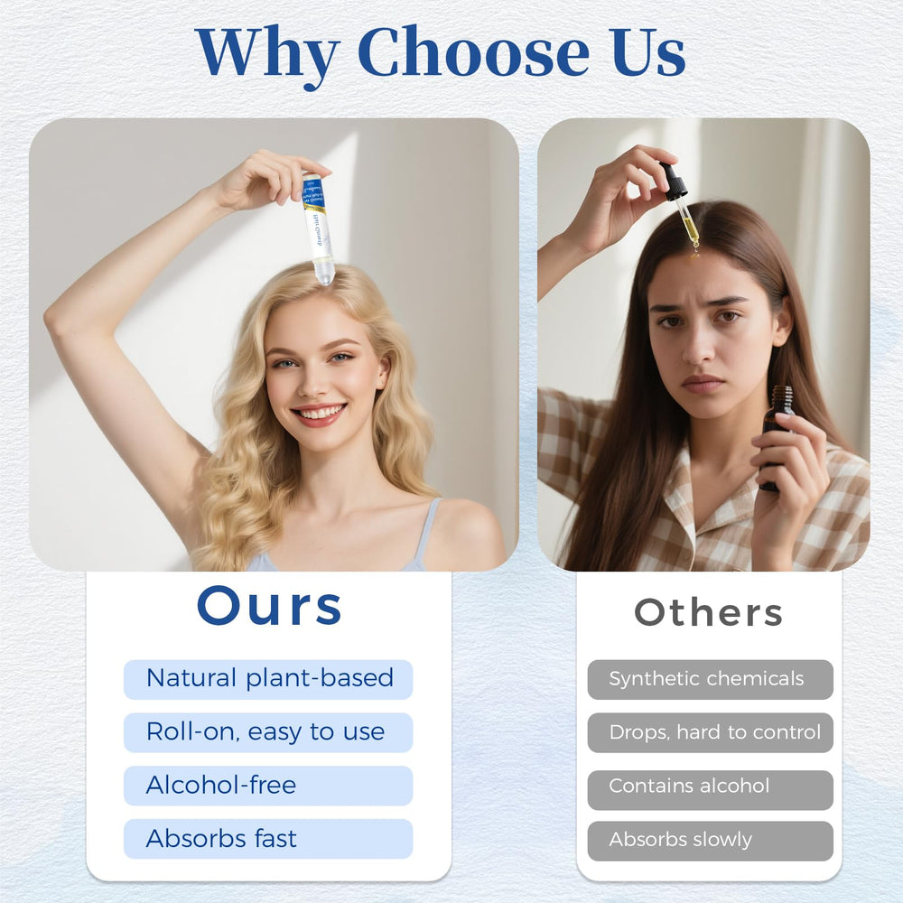 Gluvelessia Hair Growth Serum Roll On on-scalp scene shows targeted nourishment for thinning areas
