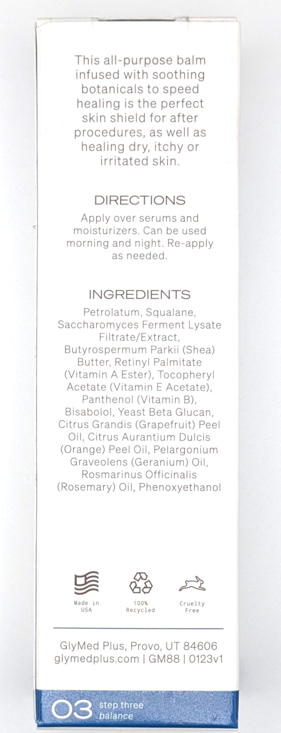 GlyMed Plus Cell Science Protection Balm application on skin for soothing moisture and comfort.