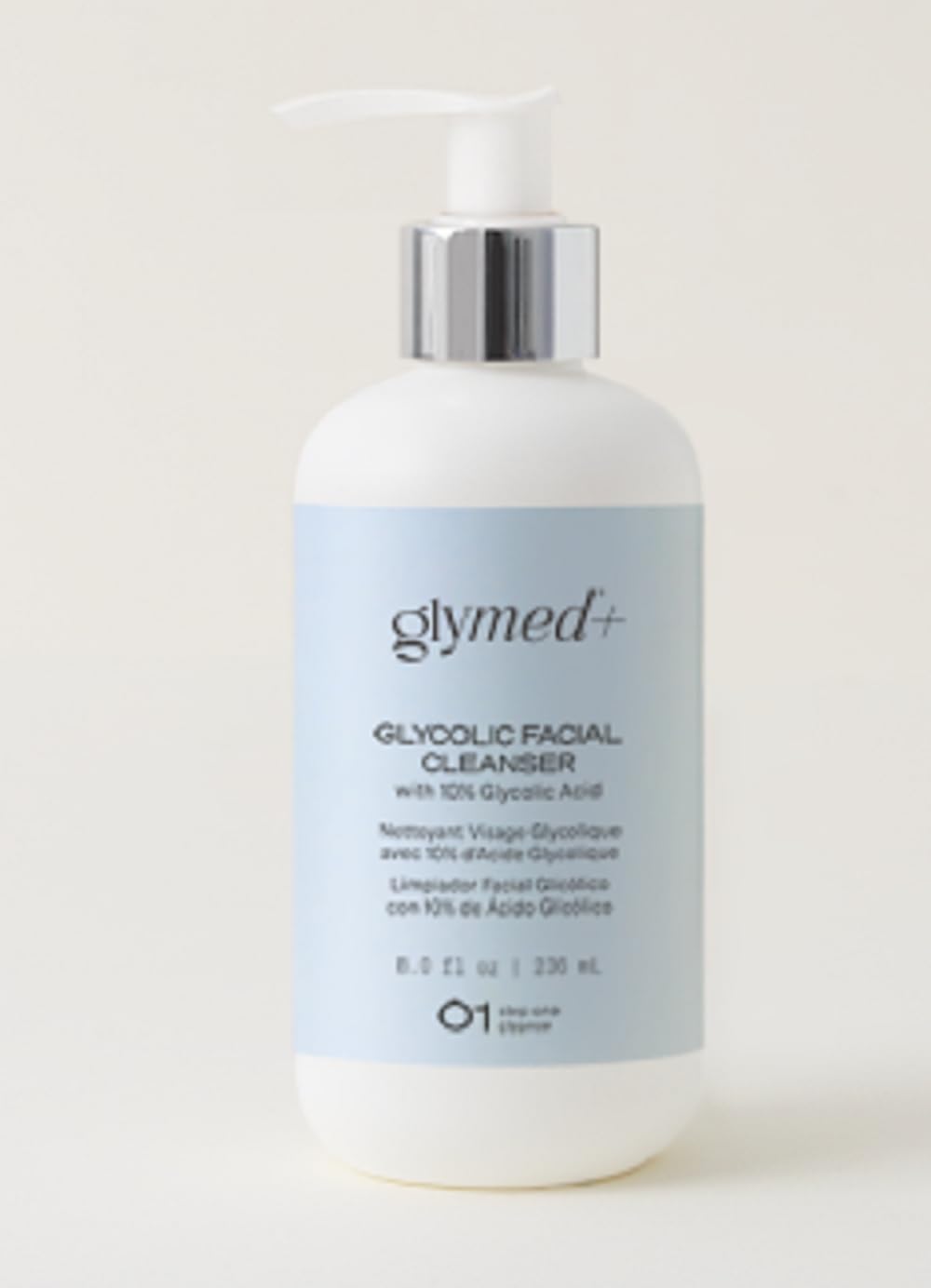 GlyMed Plus Gentle Facial Wash 8oz bottle for daily cleansing and balanced skin.
