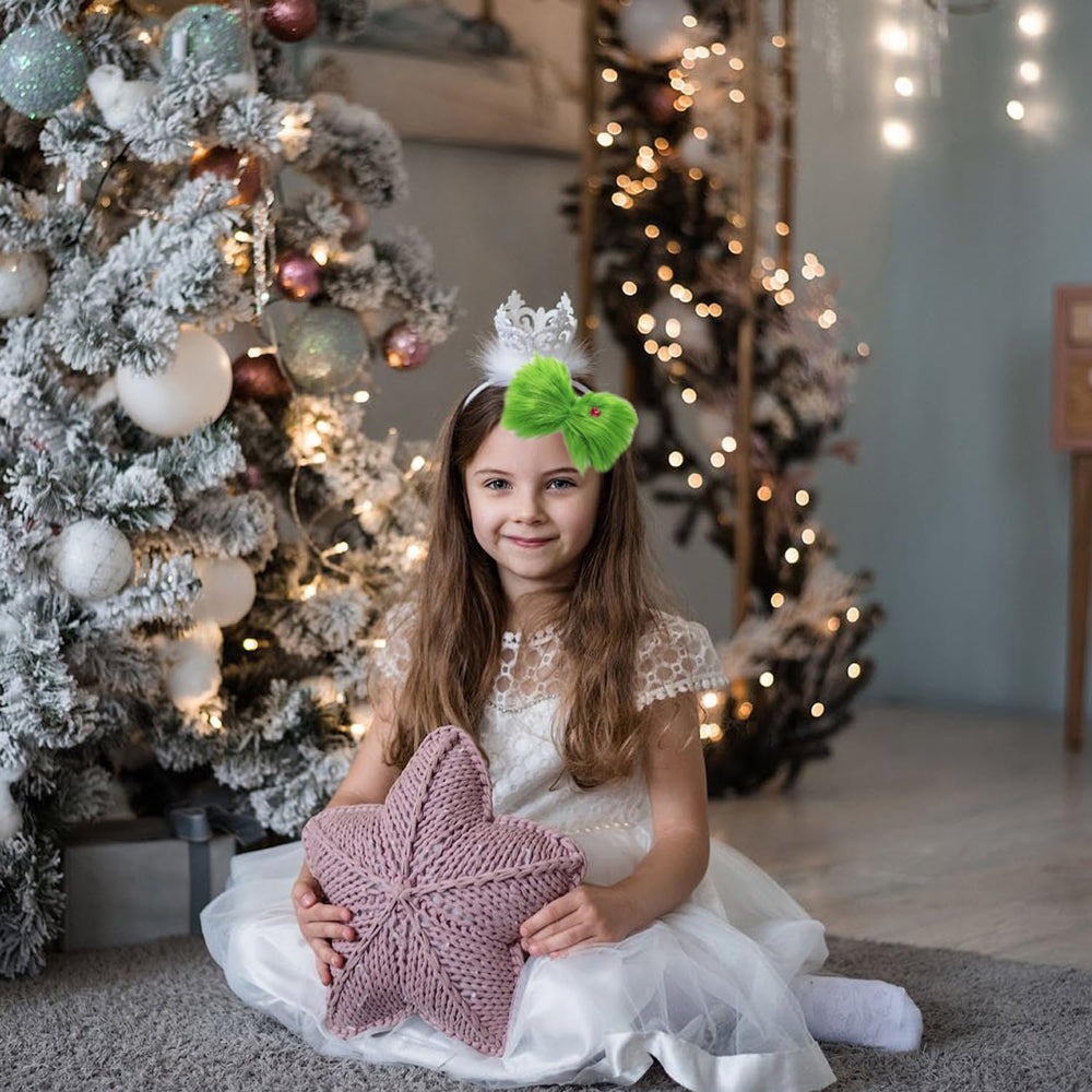 Glynisyz green monster cosplay look with plush bow and gloves.