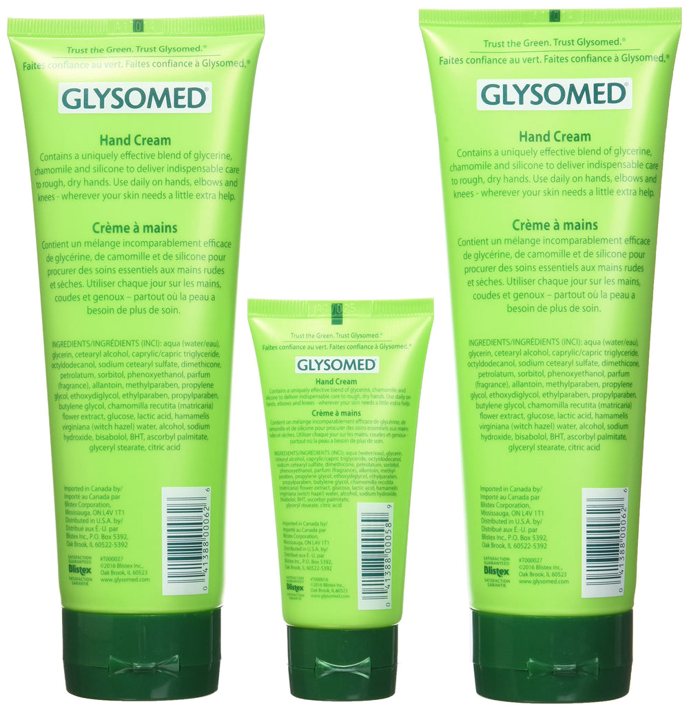 Glysomed application routine shows daily hand care steps