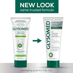 Glysomed Hand Cream close-up of label showing fragrance-free hypoallergenic formula