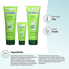 Glysomed hand cream on hands demonstrating easy rub-in application