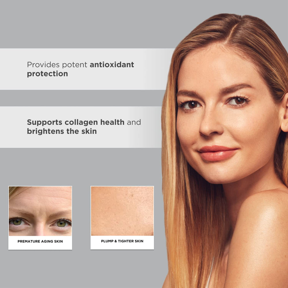 Glytone Age-Defying C+ Serum face application showing no sticky residue
