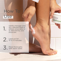 GLYTONE AHA+ foot cream packaging tube; travel-friendly size.