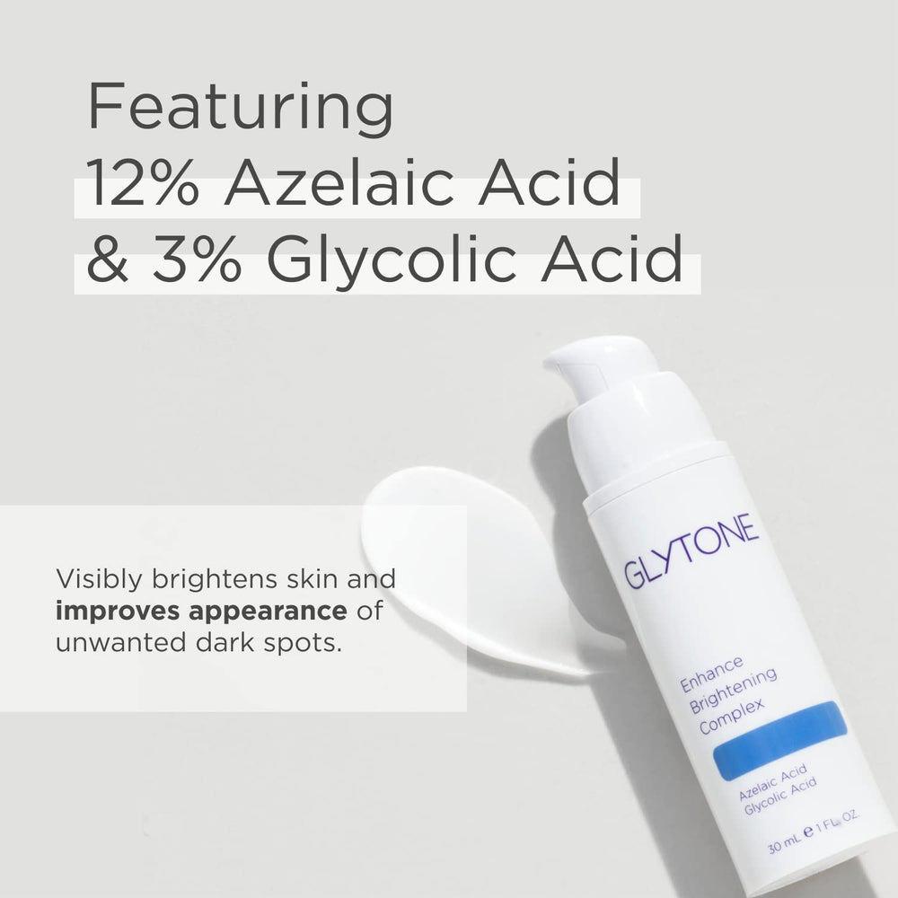 Glytone Enhance Brightening Cream applied in morning for bright, even skin.
