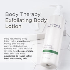 Glytone Exfoliating Body Lotion in hand for daily hydration and gentle exfoliation.