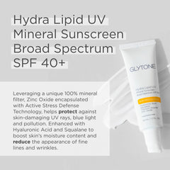 GLYTONE Hydra Lipid UV Mineral Sunscreen being applied with a lightweight finish.