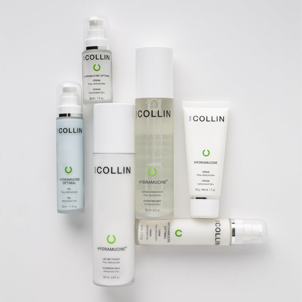 G.M. COLLIN Hydramucine Hydrating Mist face application supports quick hydration and a dewy glow.