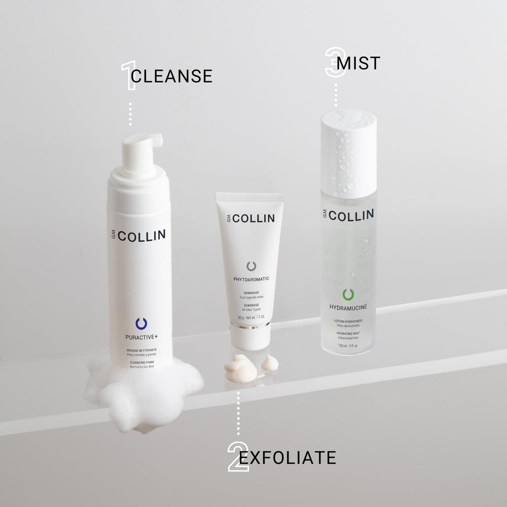 G.M. COLLIN Hydramucine Hydrating Mist shows sodium PCA ingredient supporting moisture retention.