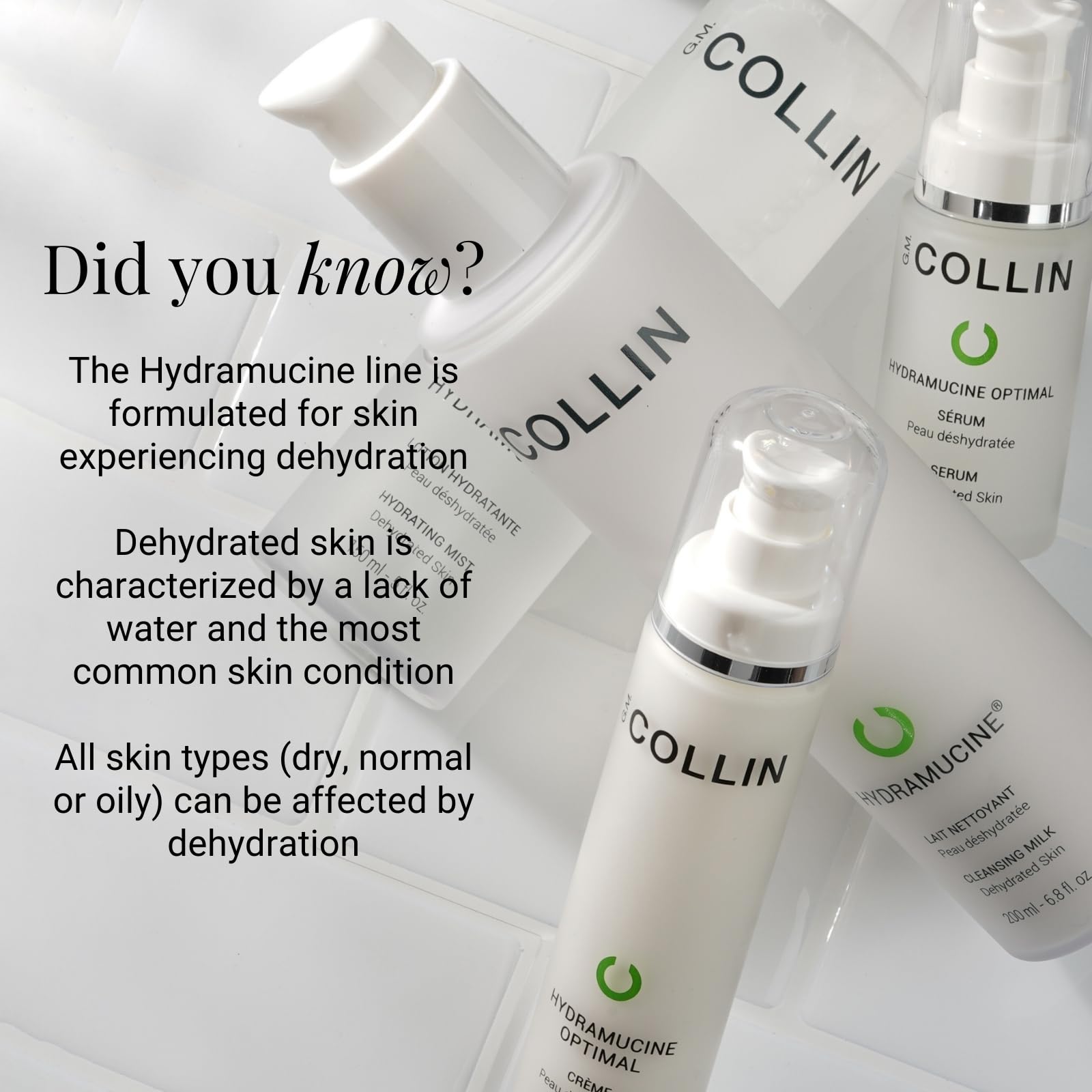 G.M. COLLIN Hydramucine Hydrating Mist neck and décolleté use for a refreshed look.