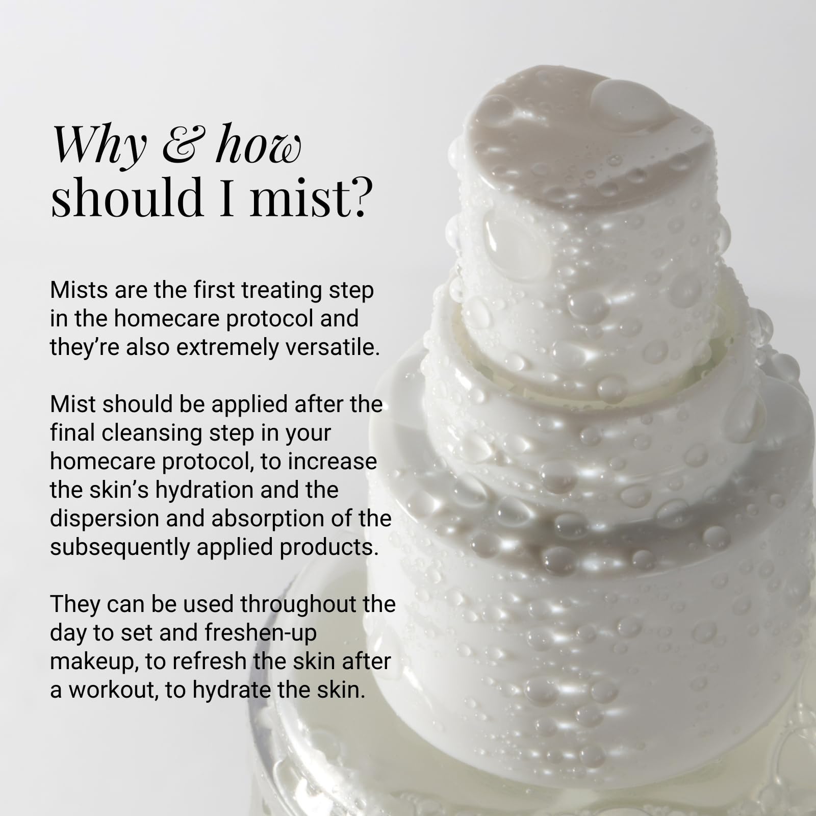 G.M. COLLIN Hydramucine Hydrating Mist on dresser offers a quick daily refresh.