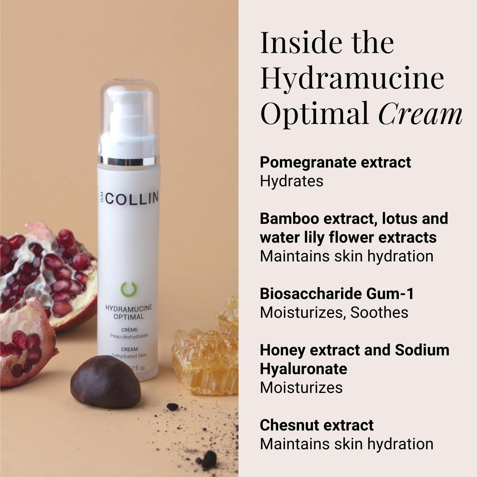 G.M. COLLIN Hydramucine Optimal Cream bottle on vanity for daily moisturizing routine