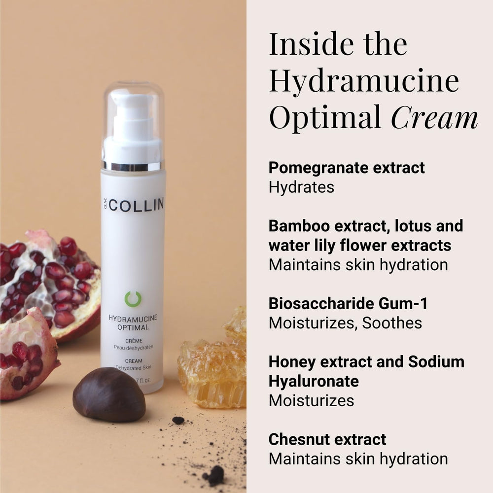 G.M. COLLIN Hydramucine Optimal Cream bottle on vanity for daily moisturizing routine