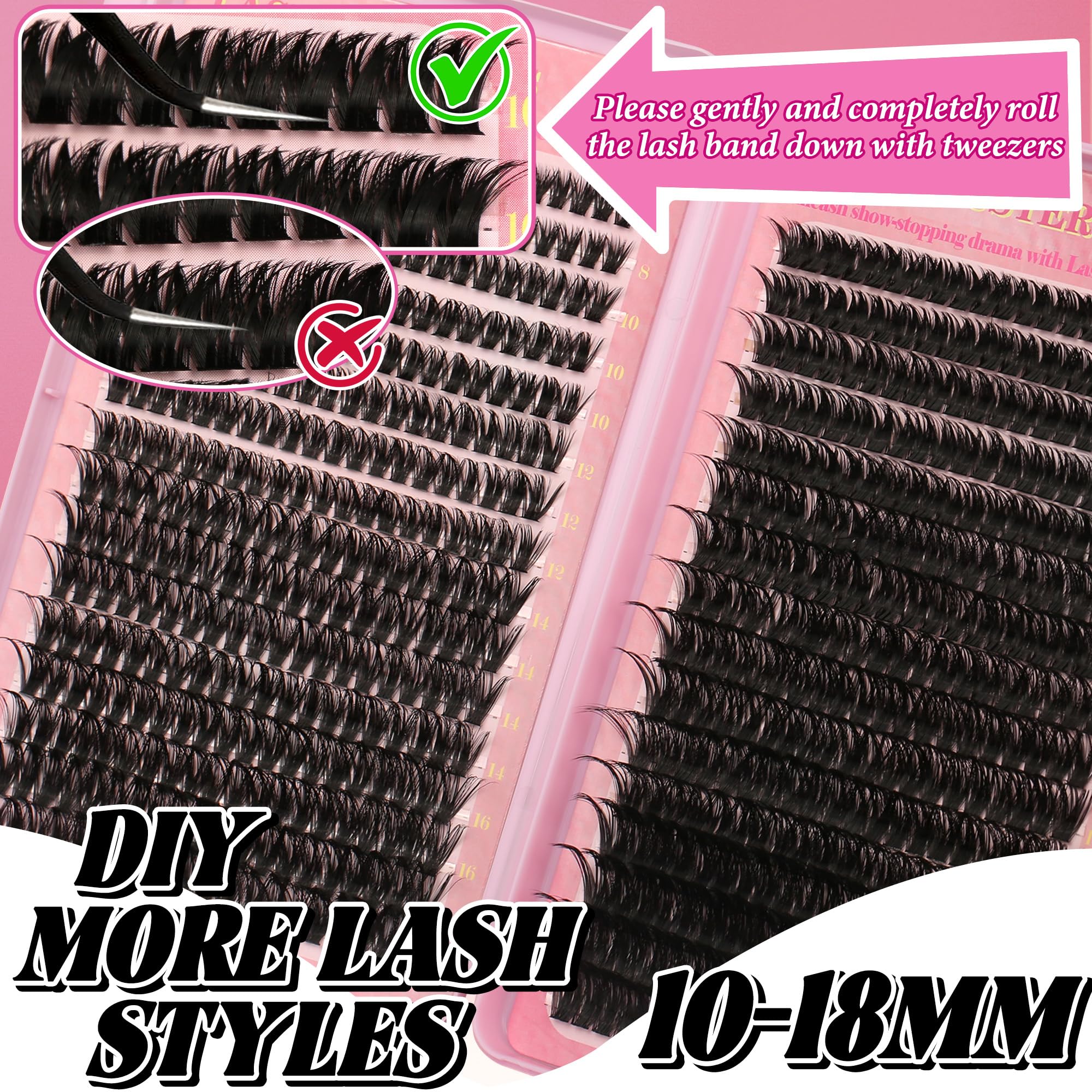 Gmagictobo lash cluster tweezers enable precise placement during application.