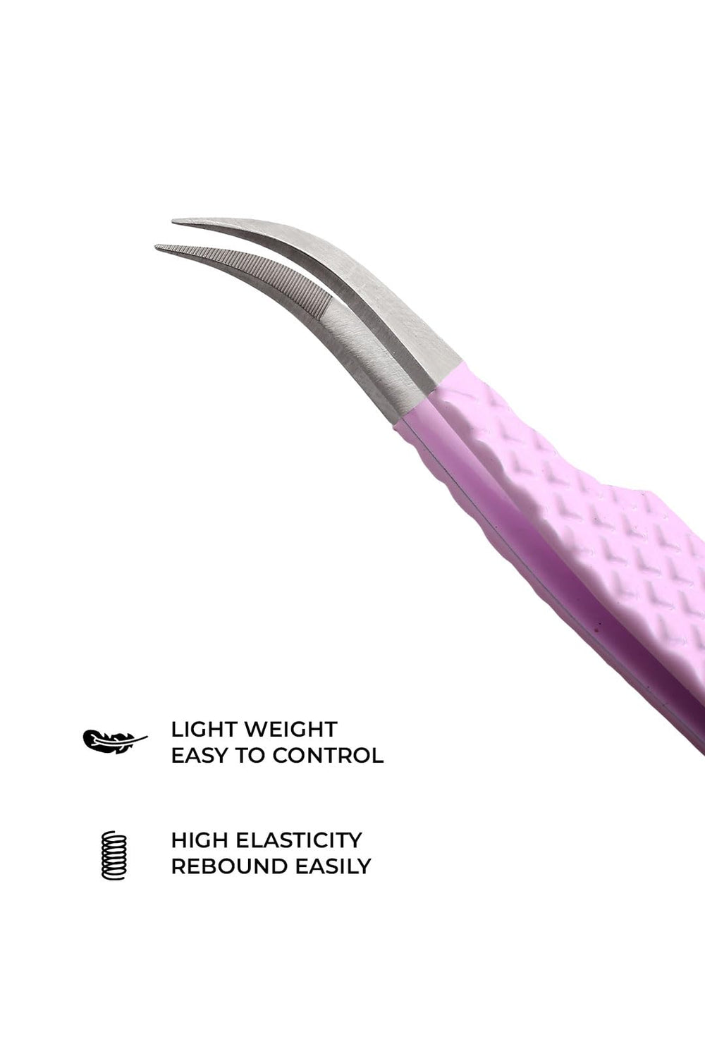 GMI Tweezers curved tip for easy lash isolation and precise placement.