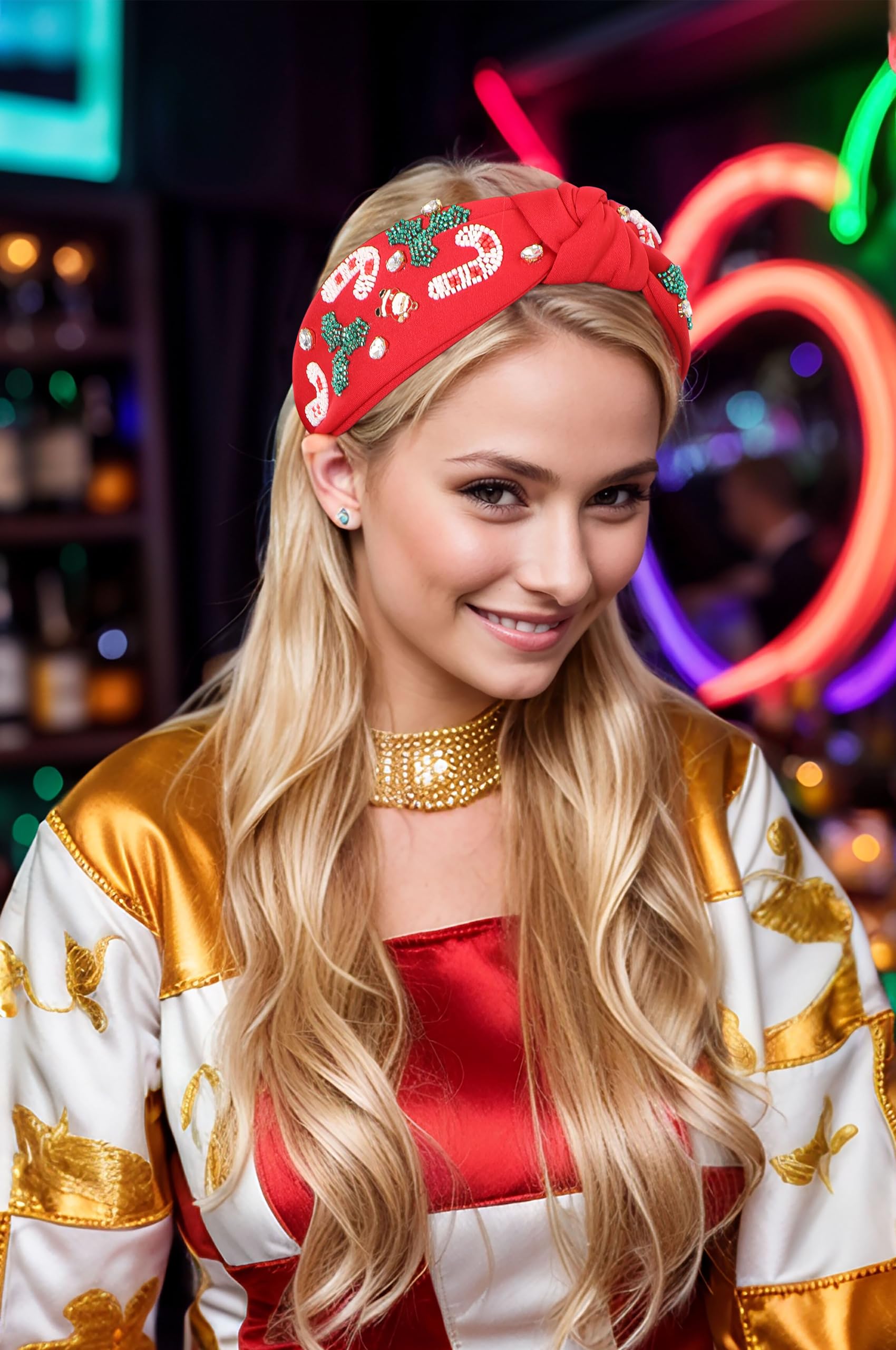 Gmmidea Christmas headband top knot elevates elegance for events.