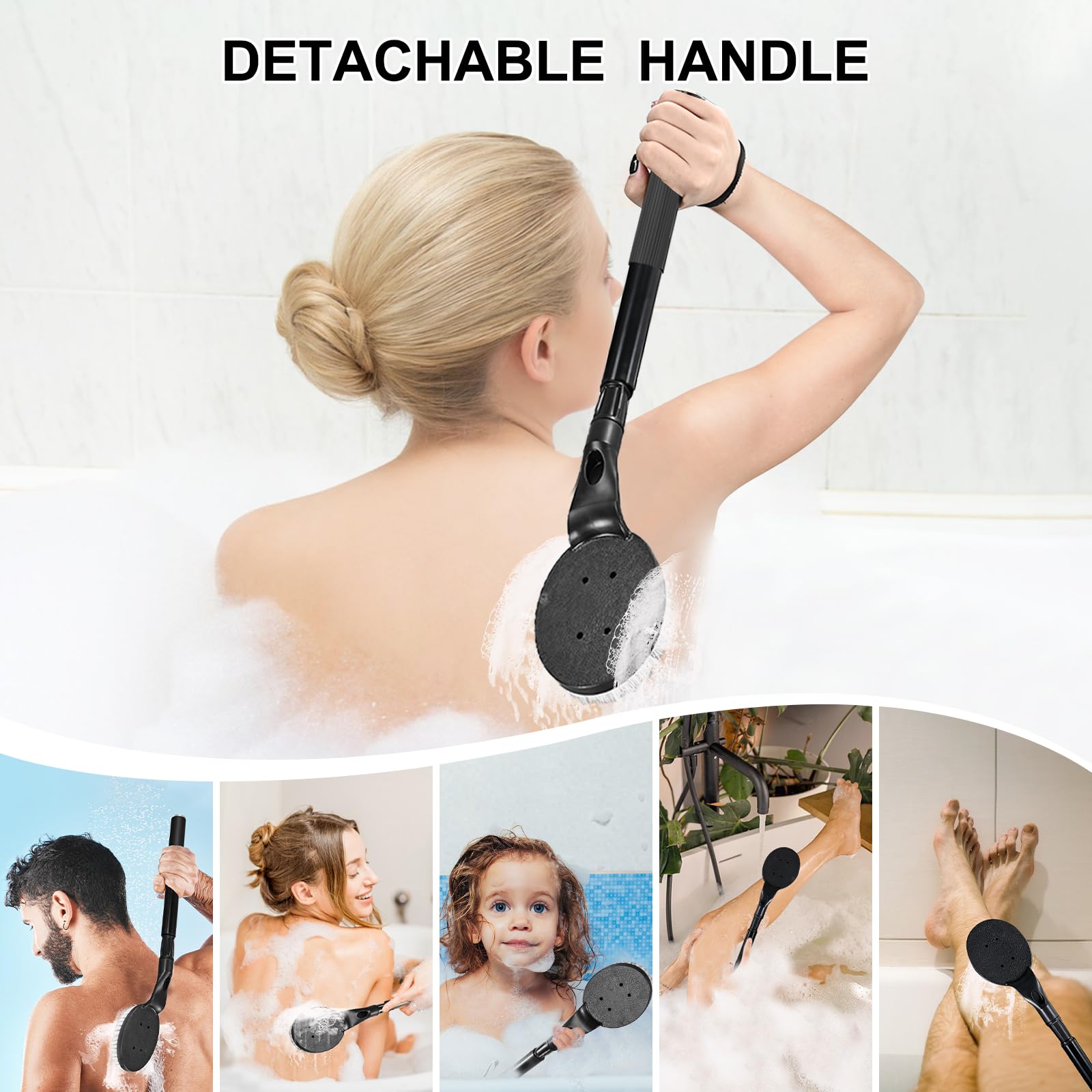 Gobiteli back-scrubber lightweight-design reduces cleansing effort.