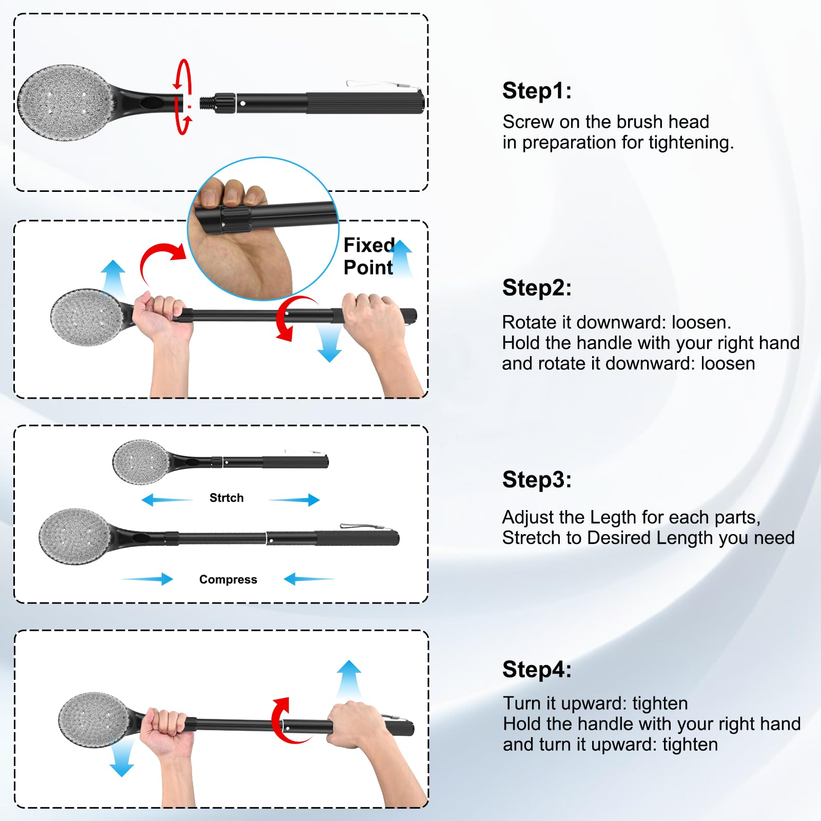 Gobiteli back-scrubber travel-retractable-handle fits in bags.