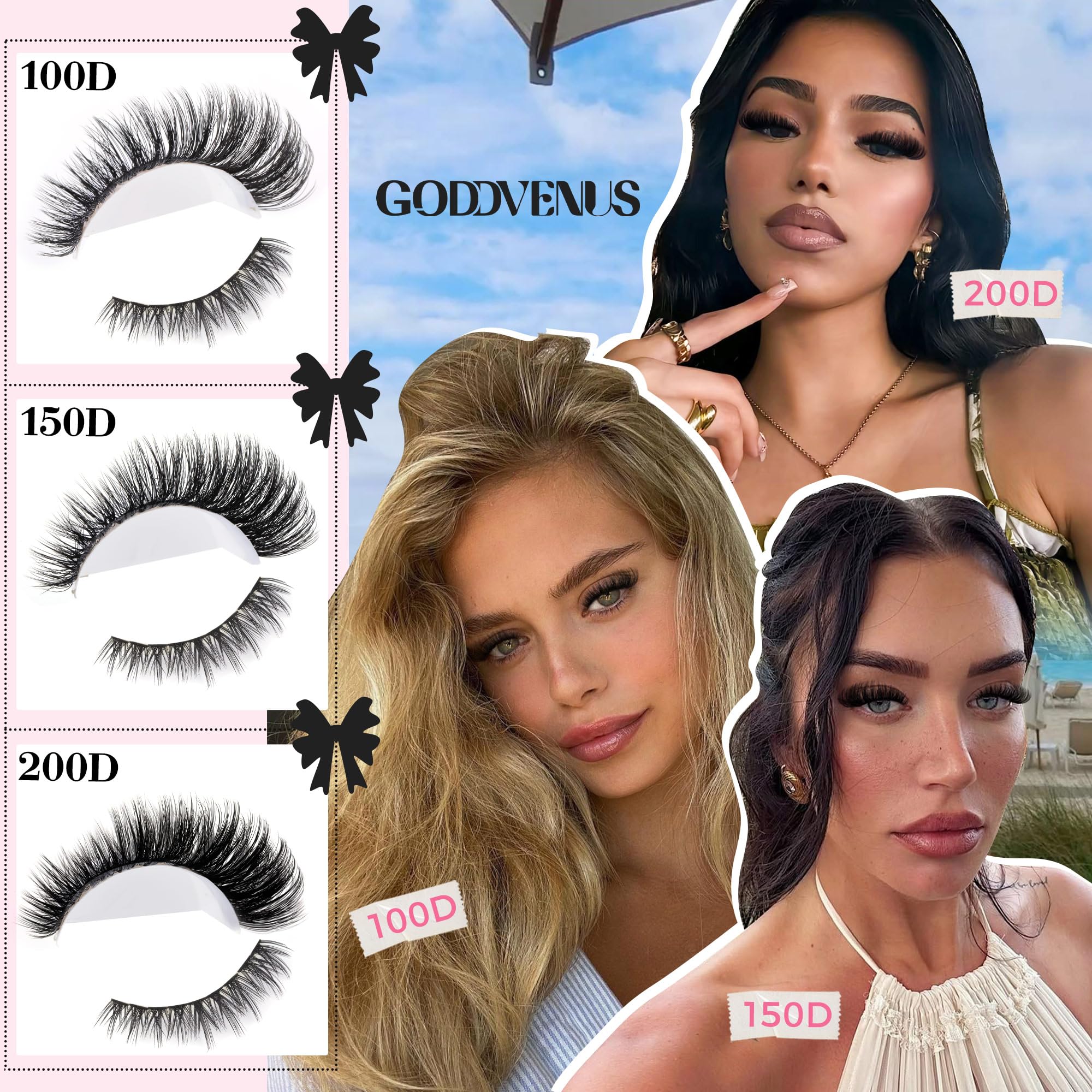 Goddvenus 240 upper 60 lower lashes shows versatile set for various customization options.