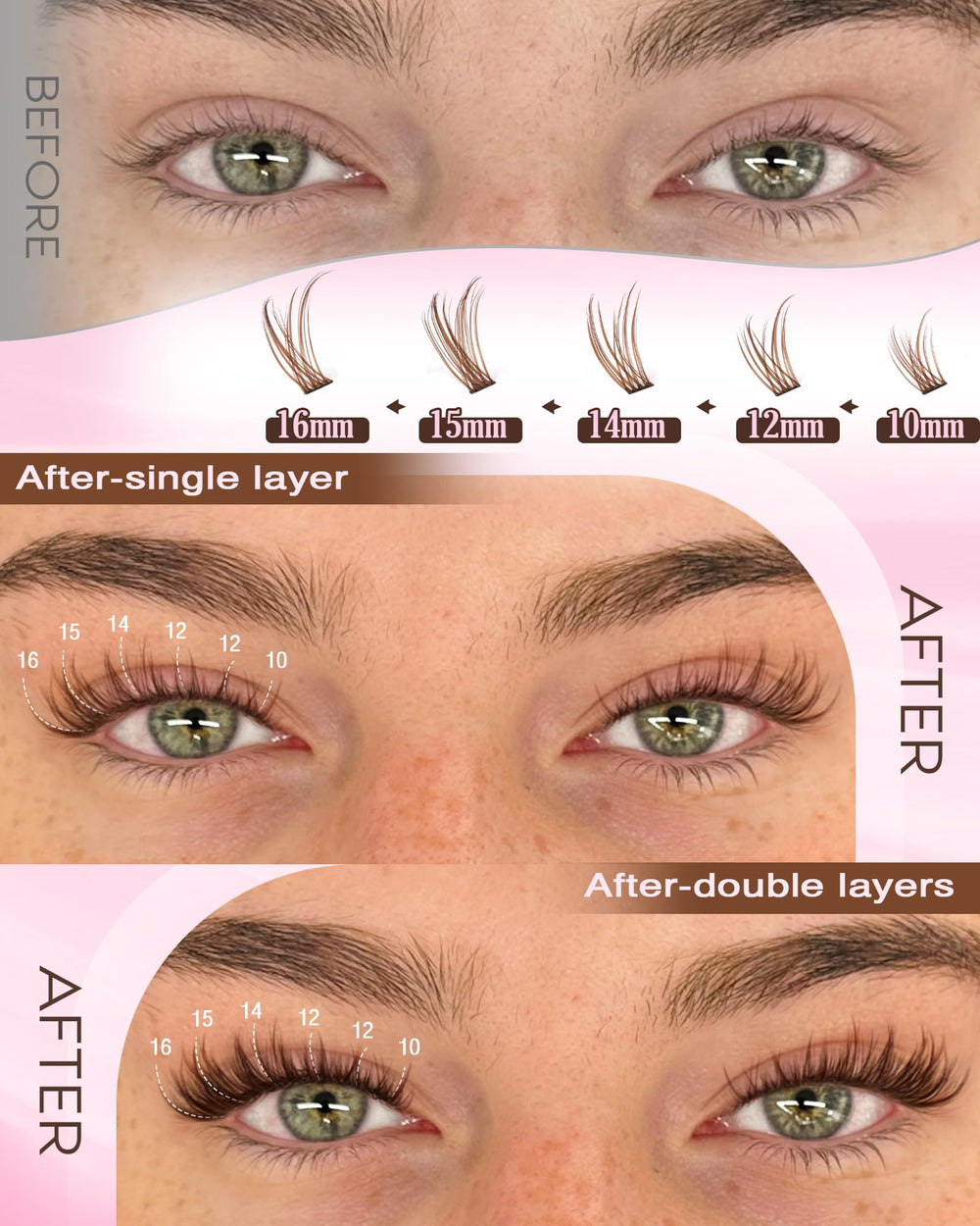 Goddvenus brown lash clusters suit light hair and fair skin for gentle contrast.
