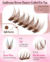 Goddvenus brown lash clusters feature a natural-soft texture that blends with lashes.