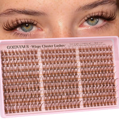 Goddvenus Brown Lash Clusters soft glam 10-16mm set for natural, eye-enhancing looks.